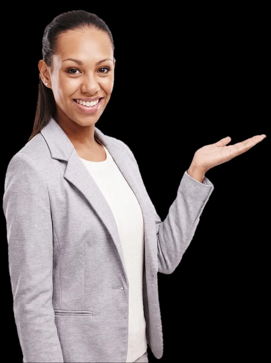 CR Equity AI specialist gesturing toward the inquiry form